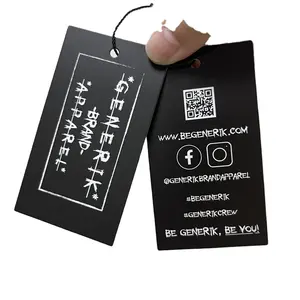 cardboard plastic round custom luxury brand matte hanging price tag manufacturers logo card for shirts clothing for click