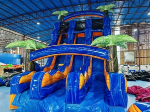 Toboggan sec gonflable pour adultes et enfants, toboggan aquatique commercial pour fête dans l'arrière-cour extérieure, maison gonflable au bord de l'eau avec piscine - Product Image 5