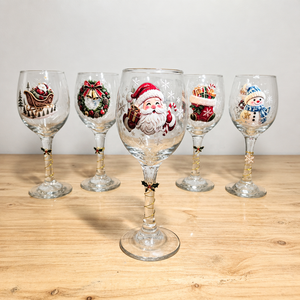 Nouvelle collection de verres à <span class=keywords><strong>vin</strong></span> de Noël 3D personnalisés 2026 – 6 designs uniques <span class=keywords><strong>avec</strong></span> votre image (Bonhomme de neige, Père Noël, Traîneau) – Coffret cadeau festif – Vente en gros - Product Image 3