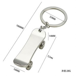 Porte-clés créatif et écologique en acier inoxydable en forme de trottinette, style hip-hop, imprimé en typographie, pour promotion - Product Image 4