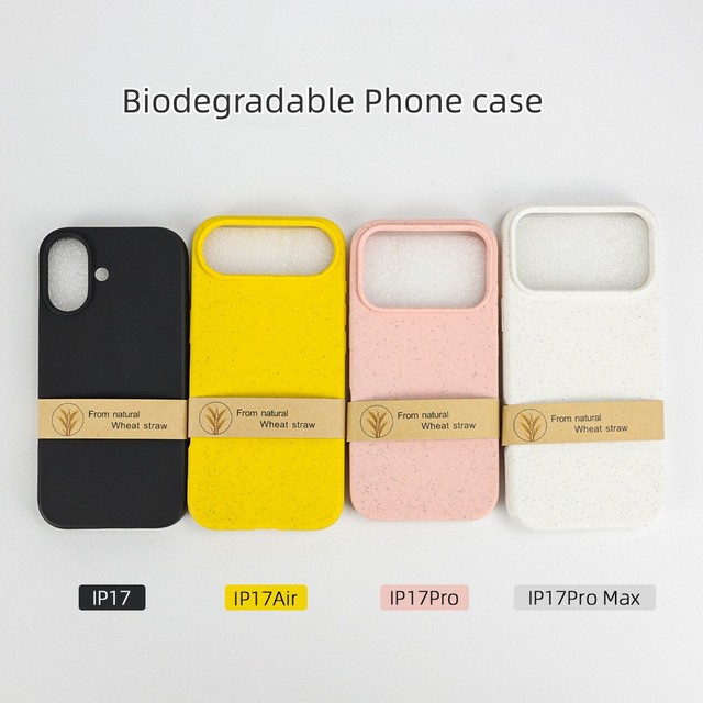 2026 New Arrival Eco Friendly Natural Upgrade Biodegradable Recycle Wheat Straw Smart Phone Cover for iPhone 17 Air 17 Pro Max