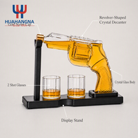 Ensemble de whisky en verre en forme de pistolet personnalisé OEM avec 2 verres, cadeau de luxe pour bar à domicile, restaurant, carafe à whisky