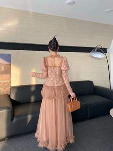 Bettergirl 2025 New Heavy industry sequin col rond <span class=keywords><strong>noir</strong></span> champignon bord <span class=keywords><strong>robe</strong></span> à manches longues - Product Image 3