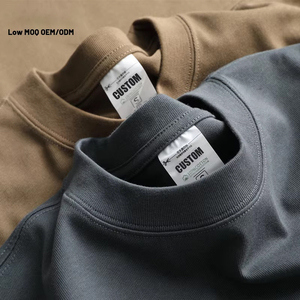 T-shirt de luxe uni personnalisé, T-shirt épais à col montant, vierge, pour impression de logo, coupe oversize pour homme - Product Image 1