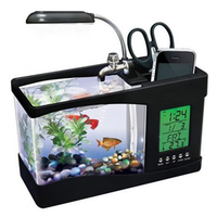 Aquarium de bureau USB multifonction JSD en gros, mini-aquarium en vrac avec lumière LED, horloge et boîte de rangement pour la revente