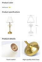 Lampe de table LED moderne avec abat-jour en tissu américain, interrupteur tactile, éclairage d'ambiance, base en métal de luxe pour hôtel et restaurant