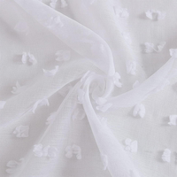 Rideaux Translucides XinLan Style Français Blancs à Pois en Polyester, Occultation Totale, à Œillets, Longueur au Sol