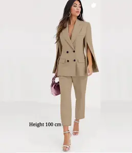 Pretty Steps 2024 Elegant Latest Two Piece Suits Women Double-Breasted Casual Blazer Suits Set for Office Lady