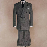 Costume d'affaires classique respirant pour homme, blazer et pantalon en mélange laine/viscose, col en V croisé, couleur personnalisable