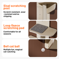 Étagère murale en bois personnalisée pour chat, arbre à chat avec poteau à gratter en sisal, aire de jeux intérieure pour chat