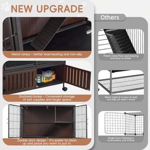 Grande gabbia per animali Meta piccoli, gabbia per cincillà con rampe rimovibili e doppia porta, con armadietto, mobili in legno per animali domestici - Product Image 6