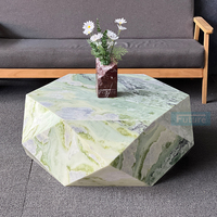 Table basse nordique en marbre vert clair, design moderne, luxe, socle bas, pierre naturelle, décorative, mobile, pour salon, hall d'hôtel
