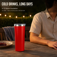 Gobelet conique isotherme en acier inoxydable de 22 oz, bouteille d'eau de voyage, revêtement poudré, gravure laser, logo personnalisé