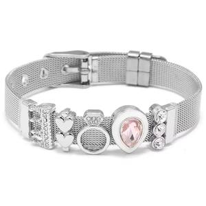 Bracelet en argent 925 original avec logo Couronne, perle en forme de cœur, bracelet en maille, bijoux fins pour femmes, cadeau - Product Image 4