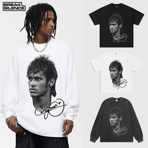 Custom Digital Printing <strong>Neymar</strong> 300g Heavyweight Pure Cotton Mens Womens O-Neck Short Sleeve Loose-fitting Breathable <strong>T</strong>-<strong>shirts</strong> - Product Image 4
