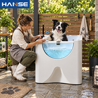 Baignoire Spa de Luxe Autoportante pour Animaux avec Jets de Massage à Air, Système Thermostatique, Robinet de Vidange, Matériau Acrylique
