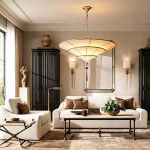 Moderner 3-stufiger Regenschirm-Kronleuchter aus massivem Messing, Stahl und Glas mit Quasten für Wohnzimmer, Foyer, Villa und Heimdekoration - Product Image 5