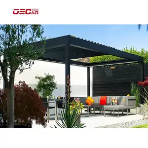 Pergolas and Gazebos Outdoor Pavilion Garden Buildings Retractable Waterproof Bioclimatic Motorized Louvered Pergola Aluminium