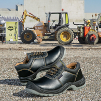 Bottes de sécurité unisexes en cuir, coupe basse, à lacets, durables, antidérapantes, avec embout en acier, pour machines et travaux de sécurité