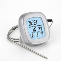Termometer Daging Digital Rumah Tangga untuk Oven, BBQ, Grill, Dapur, Pengasap Makanan, Memasak, Layar Sentuh dengan Lampu Latar, Timer, Alarm, Probe Tahan Air