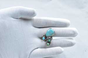 Handmade Turquoise Sterling Silver <b>Adjustable</b> <b>Ring</b> Natural Gemstone Jewelry for Women Wholesale - Product Image 5