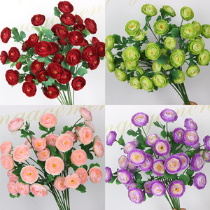 ดอกไม้ประดิษฐ์ กิ่งเดี่ยว ผ้าไหม ดอกบัวแดง ตกแต่งงานแต่งงาน ตกแต่งบ้าน - Product Image 2