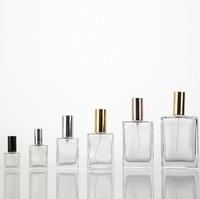 Flacons de parfum en verre rectangulaires de luxe rechargeables de 30 ml, 50 ml, 60 ml, 100 ml, flacons vaporisateurs en verre pour hommes