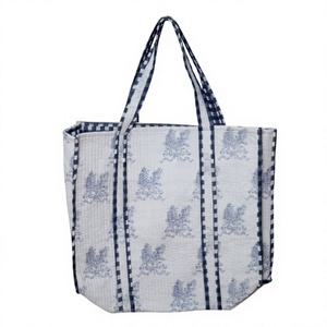 Handstitched Block Printed Cotton Shoulder Tote <b>Bag</b> for Women Indian Quilted Eco-Friendly Shopping Tote <b>Bags</b> Holiday Accessories - Product Image 1