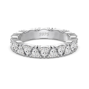 Dylam Thiết Kế Cổ Điển Đồ Trang Sức Mỹ Rhodium Mạ S925 Bạc Eternity Ban Nhạc Tam Giác 5A Zirconia Wedding Bridal Nhẫn Đối Với Phụ Nữ - Product Image 1