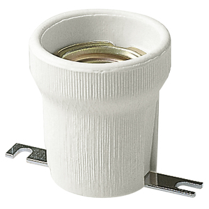 Douille E27 43mm en céramique blanche avec pinces métalliques pour luminaires de plafond - Product Image 1