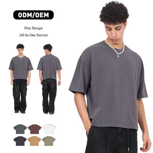 T-shirts personnalisés pour hommes, 100% coton, col rond, coupe ample, style streetwear, effet vieilli, coupe oversize, t-shirts pour hommes - Product Image 1