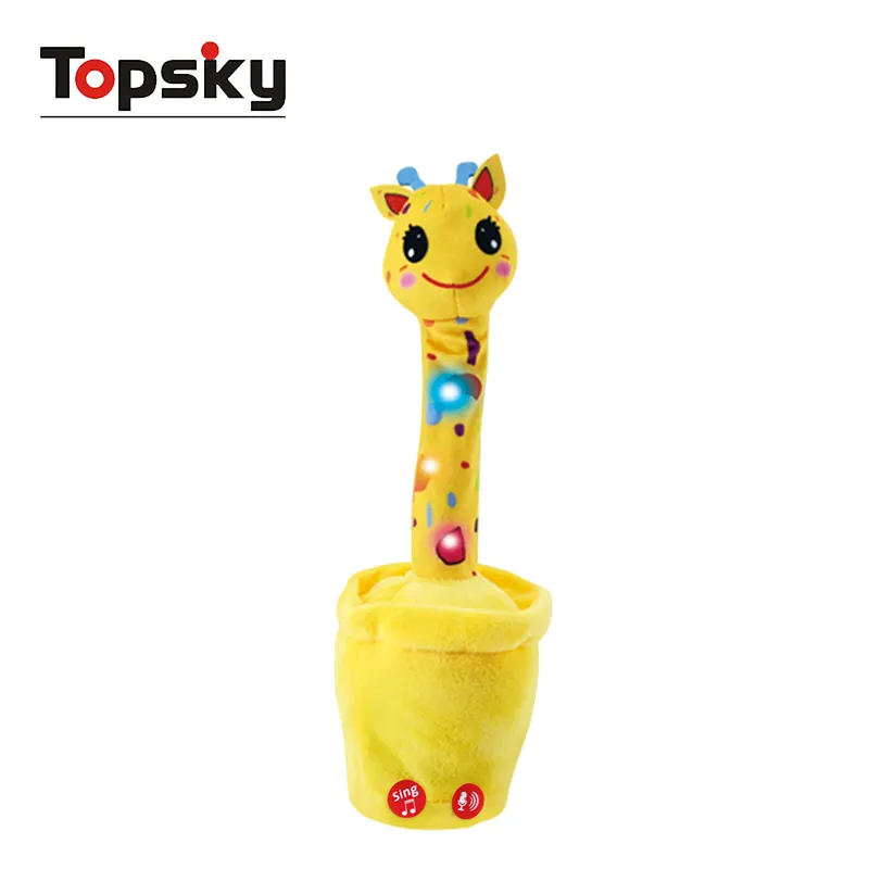 Divertenti giocattoli di peluche elettronici carino vaso di fiori farcito Twisting Dance giraffa bambola con luce e musica giocattoli di peluche per bambini per il regalo