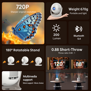 Proyector <span class=keywords><strong>de</strong></span> Video <span class=keywords><strong>de</strong></span> Tiro Corto CRE Smart Whale OS con Youtube y Netflix Integrados para Películas, Fútbol y Cine en Casa - Product Image 2