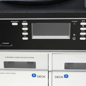 Système audio tourne-disque rétro moderne à succès avec haut-parleurs stéréo, <span class=keywords><strong>convertisseur</strong></span> <span class=keywords><strong>vinyle</strong></span> en MP3, lecteur CD/cassette/radio - Product Image 4