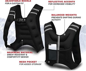 <span class=keywords><strong>Gilet</strong></span> lesté LXYX11-03 avec bande réfléchissante pour l'entraînement musculaire, la course à pied, le fitness, la perte de poids, l'exercice - Product Image 6