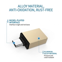 Adaptateur OTG Type-C pour USB 3.0 en alliage d'aluminium, neuf, prend en charge le clavier, la souris, le microphone et la charge rapide pour téléphone portable