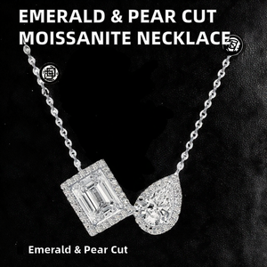 Collar con Colgante de Moissanita de 2.0 Quilates, Corte Esmeralda y Pera de 8x6mm, Color D, Joyería de Plata 925 de Lujo - Product Image 3