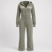 Ensemble décontracté unisexe 2 pièces en chenille délavée respirante avec short zippé et pantalon de survêtement court à taille élastique – Vente en gros