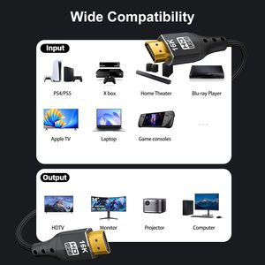<span class=keywords><strong>Cable</strong></span> <span class=keywords><strong>HDMI</strong></span> 2.2 de Alta Calidad, Ultra Alta Velocidad 96Gbps 16k, Compatible con PS5, Xbox, HDTV - Product Image 6