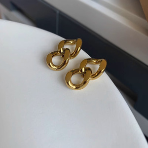 Orecchini a catena Cuba di design di alto senso, in acciaio al titanio 18K oro non sbiadiscono <span class=keywords><strong>gioielli</strong></span> - Product Image 4