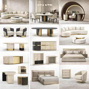 Juego de Dormitorio de Hotel OEHOME de Lujo Personalizable, Sofá Moderno, Mesa de Comedor, Armarios de Almacenamiento con Detalles en Dorado - Product Image 1