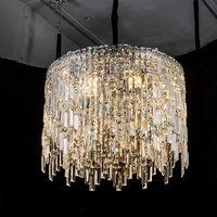 Luminaire moderne et luxueux Simple LED Rond Carré Creux Luminaire Lustre en cristal à lumière claire pour l'intérieur