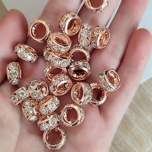 목걸이 DIY 액세서리 용 벌크 합성 모조 다이아몬드 금속 비즈 만들기 보석 용 <span class=keywords><strong>10mm</strong></span> 12mm 지르콘 합금 스페이서 비즈 - Product Image 1