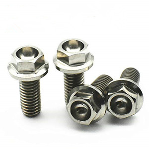 Boulons à bride hexagonale en titane et acier inoxydable usinés CNC, filetage grossier, fixations métriques pour échappement de moteur de moto - Product Image 1