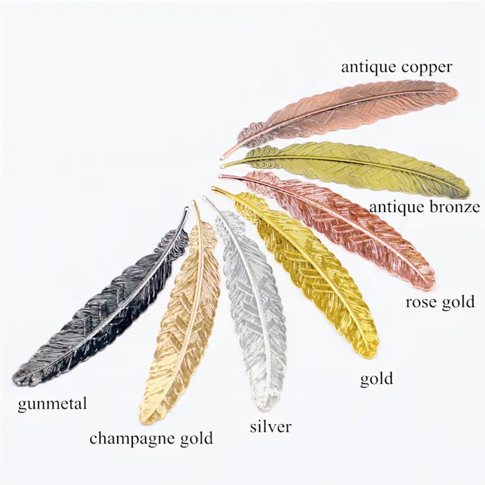 chinese classic feather leaf shape brass metal bookmark in stock