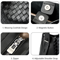 Sac seau tissé à la main en cuir véritable pour femmes, avec logo personnalisé, léger, sac à bandoulière pour femmes, pour le travail quotidien au bureau
