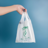 Sacs de courses et de vente au détail en plastique PE jetables, économiques, recyclables, type T-shirt, avec motif visage souriant et message de remerciement