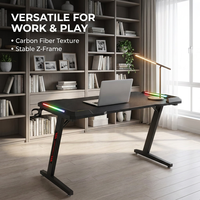 Bureau de jeu moderne extensible AOR avec éclairage LED Armor, kit de guidage de lumière en acrylique et acier inoxydable, qualité commerciale, modèle LS-C9 OEM