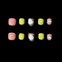 Faux ongles pour enfants, faits à la main, peints à la main, art 3D, fraises, pois, cœurs, réutilisables, application facile
