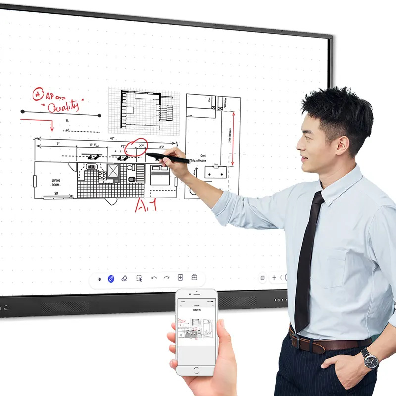 65 75 85 86 98 pouces 4K 3840x2160 réunion écran tactile infrarouge Active Smart Board panneau de tableau blanc électronique interactif